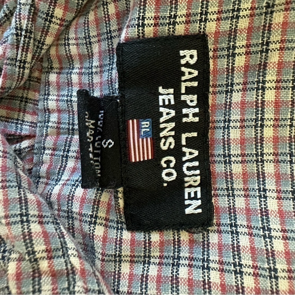 Men’s pre own as is Ralph Lauren Jeans CO size small S button front shirt sleeve - Picture 2 of 6